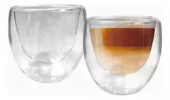 Set De 2 Vasos Doble Pared De Vidrio 80ml