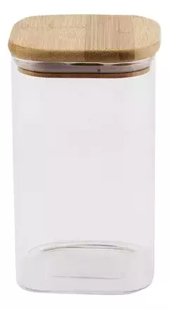 Frasco Hermético De Vidrio Tapa Bambú 22x10x10 Cm Carol