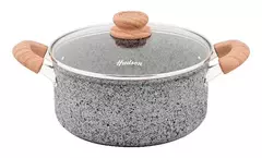 Cacerola Granito Stone Aluminio Forjado 24cm Color Gris