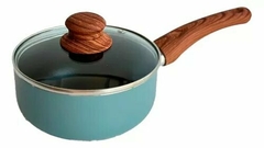Cacerola 16 Cm Tapa Vidrio Y Mango Simil Madera Carol Areia