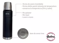 Termo Hudson Acero Negro 1 Litro De Acero Inoxidable - ABRUZZO BAZAR