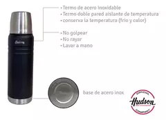 Termo Hudson 500 Ml Acero Negro De Acero Inoxidable - ABRUZZO BAZAR