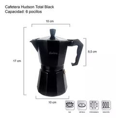 Cafetera Italiana 6 Tazas Hudson Total Black - comprar online