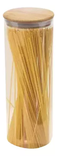 Frasco Hermético De Vidrio Tapa Bambú 28 Cm X 10 Cm Carol