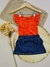Saia Conton Jeans + Body Frufru- Laranja