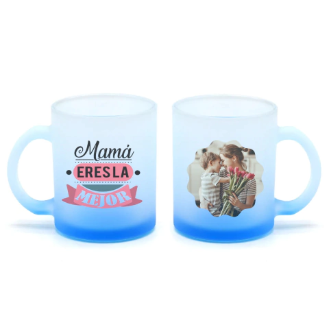 Taza Vidrio Esmerilado para Mamá - Frase + Foto - tienda online