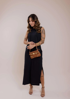 Vestido Longo Cavado com Bolso - comprar online