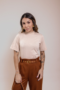 Básica Gola Alta C/ Manga Oversized - Areia - comprar online