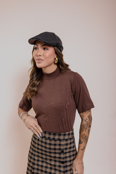 Básica Gola Alta C/ Manga Oversized - Mocha Mousse - comprar online