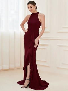 Vestido de Fiesta Largo sin Mangas con Corte de Lápiz y Cuello Halter en internet