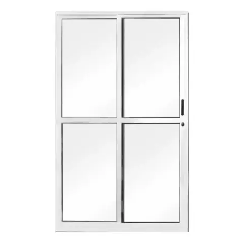 Porta de Alumínio de Correr 160x210cm 2 Folhas 1 Fixa c/ vidro 3mm