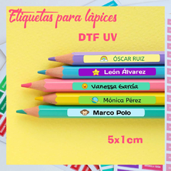 Stickers para lápices y lapiceras - 5x1 cm - DTF UV en internet