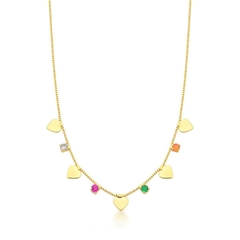 Choker Corações + Pontos Coloridos