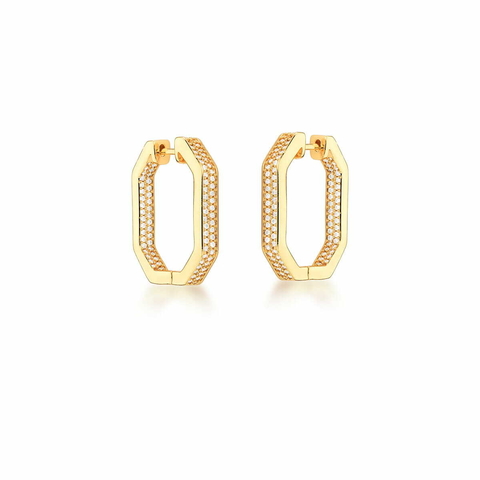 Argola Sextavada Cravejada