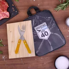 KIT DE ASADO CON FUNDA ESTAMPADA