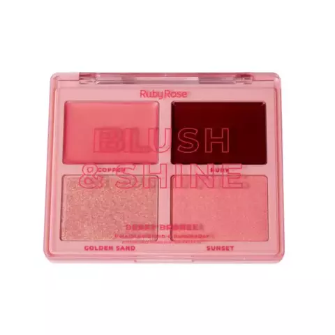 Paleta De Blush E Iluminador Blush Shine Berry Bronze Linha Rosa - Ruby Rose