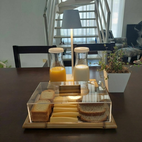 Porta Frios com Tampa de Acrílico e Bambú Natural