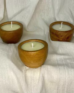 Vela de soja aromática en Cuenco de madera
