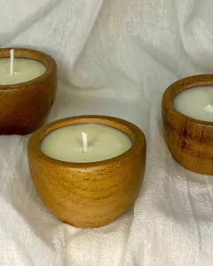 Vela de soja aromática en Cuenco de madera en internet
