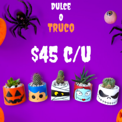 MACETAS DE CEMENTO PINTADAS A MANO HALLOWEEN
