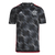 Camisa de futebol masculina do Flamengo III 2024, nas cores preto, prata e vermelho, com design moderno e logo do clube.