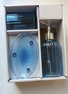 Set Dispenser-Vaso - Jabonera Azul - tienda online