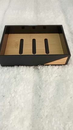 Jabonera Rectangular Plastico y Madera