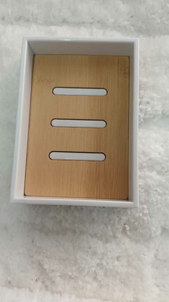 Jabonera Rectangular Plastico y Madera - tienda online