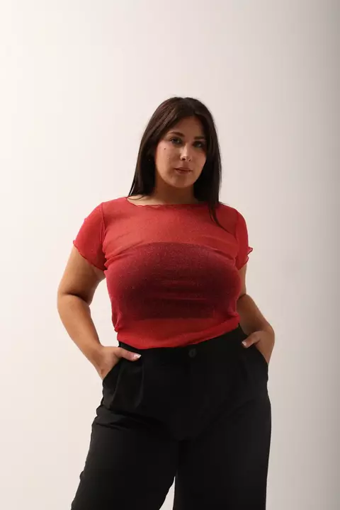 Remera de tul con brillo Lujey - comprar online