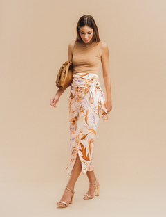 SAIA MIDI TRANSPASSADA ESTAMPADO FLORAL