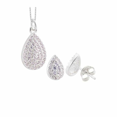 CONJUNTO GOTA ZIRCÔNIA CRAVEJADO CRISTAL