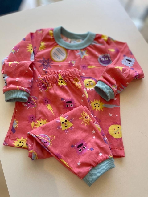 Pijama infantil brilha no escuro espaço laranja - comprar online