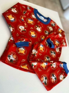PIJAMA RAPOSA VERMELHA COM AZUL