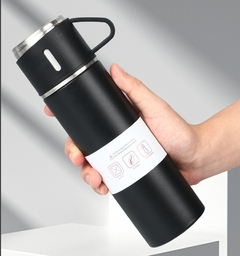 Thermo de aço inoxidável 500ml/16.9oz garrafa de garrafa detalhada com copo pa - loja online