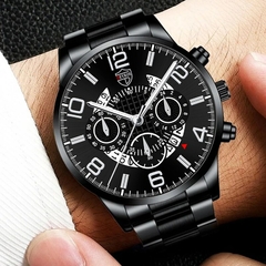 2PCS Moda Mens Pulseira Conjunto de Relógios Luxo Men Sports Prata Aço Inoxid? na internet