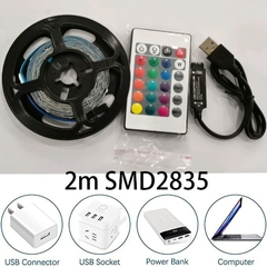 2m USB LED Lights Strip Fita LED 2835 24 Key Controle Remoto IR para Armário de - L.F
