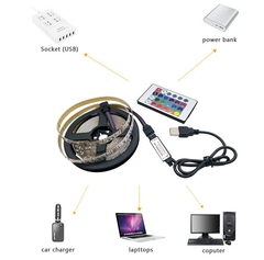 2m USB LED Lights Strip Fita LED 2835 24 Key Controle Remoto IR para Armário de - loja online