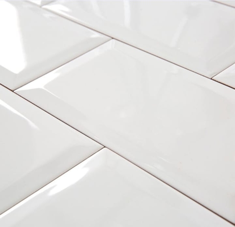 Azulejo Subway 7,5 x 15 cm Original Blanco Brillante Biselado
