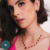 Conjunto cristal vermelho com banho de ouro 18k.