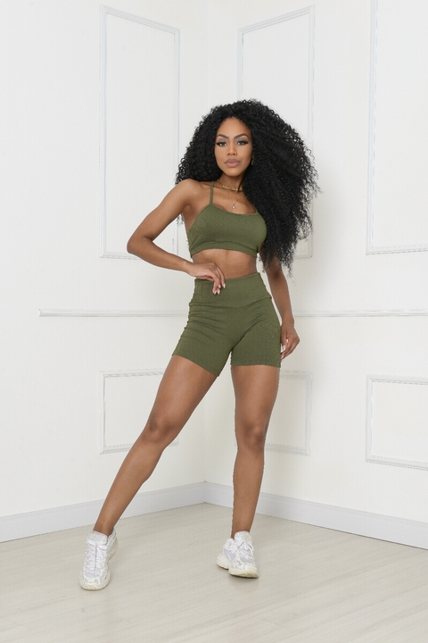 Conjunto Shorts 3D Verde Militar - comprar online