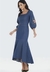 Vestido Jeans Com Mangas Bordadas E Saia Mullet Via Tolentino (VT40314)