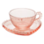 Kit Xícara e Pires 180ml Café Cristal Coração Rosa Pearl Wolff - Grande - Love Me Presentes