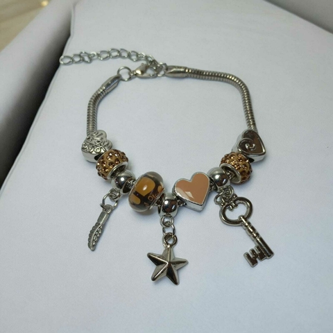 Pulseira Berloque - Folha e Chave