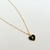Collar corazón negro con inicial acero inoxidable