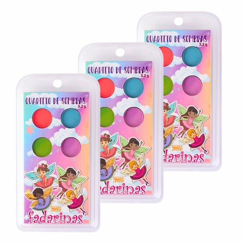 Kit 3 Paletas De Sombras Infantil Coleção Fadarinas Safira