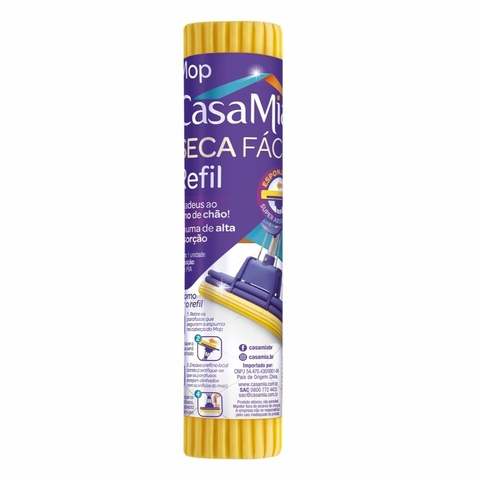 Mop Refil Seca Fácil Para Limpeza De Piso e Vidro CasaMia
