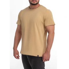 T-SHIRT REGULAR GOLA REDONDA BEGE na internet