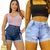 Kit 2 Short Jeans Feminino Cos Alta Jeans Rasgado Promoção