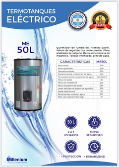 Termotanque electrico Millenium 50 Lts - comprar online