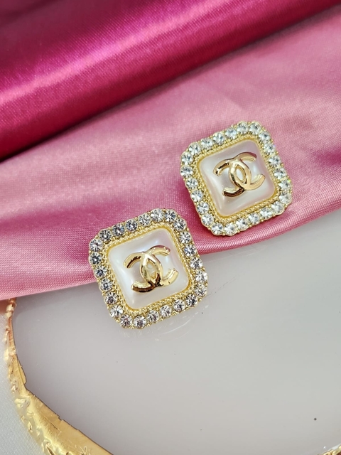 Aretes Channel perla con zirconia